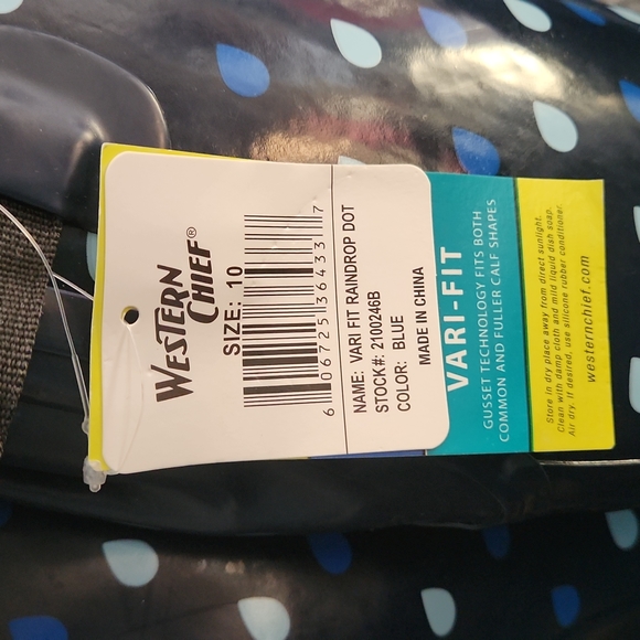 Western Chief Adult Winter Rain Boots Blue Vari Fit Raindrops Dot sz 10 New - Picture 3 of 12